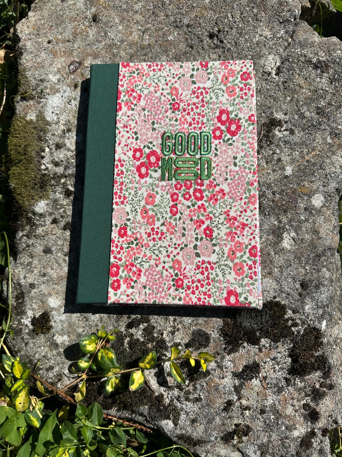 Porte Bloc-Notes fleuri " Good Mood " format A5