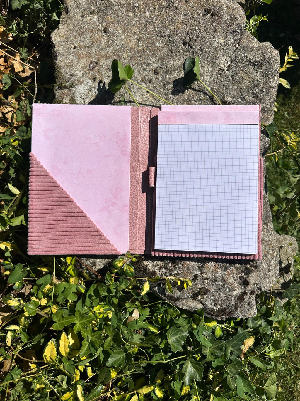Porte Bloc-Notes velours côtelé " love " format A5