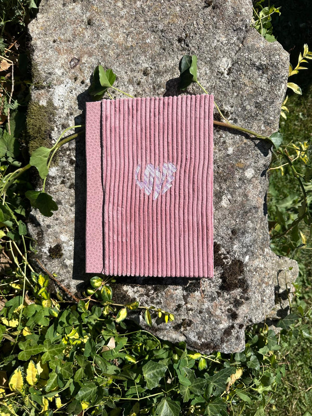 Porte Bloc-Notes velours côtelé " love " format A5