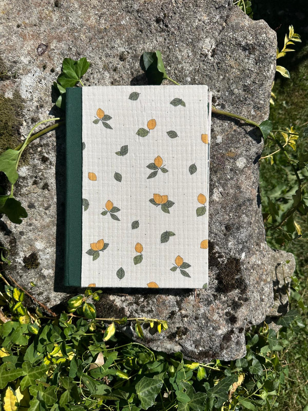 Porte Bloc-Notes tissus gaz de coton imprimé citron format A5