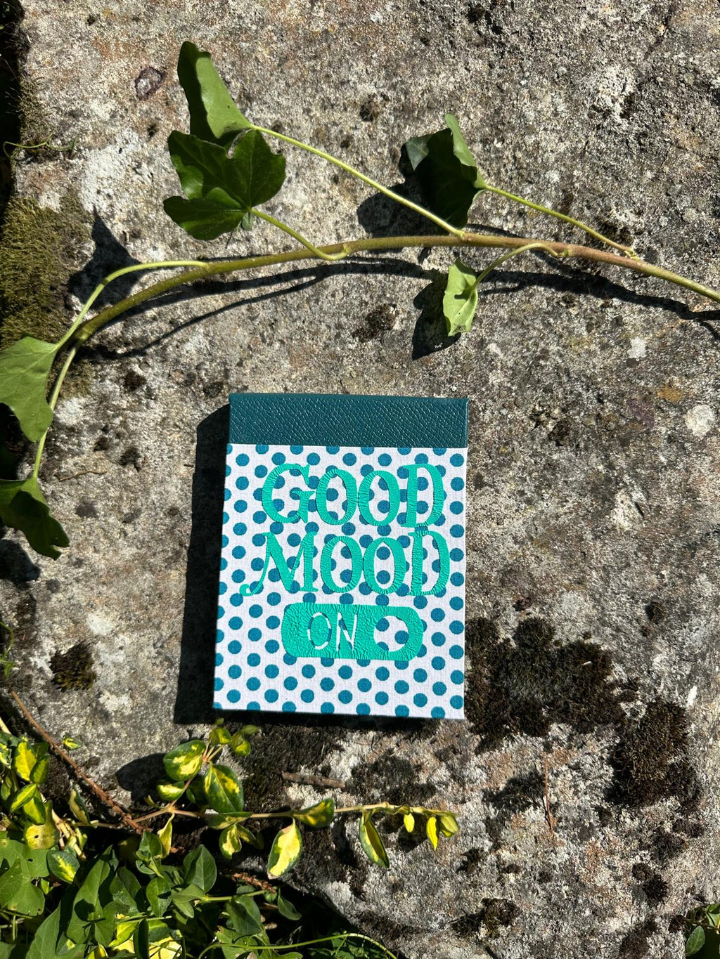 Porte Bloc-Notes tissus coton imprimé petits poids "Good Mood"  format A6