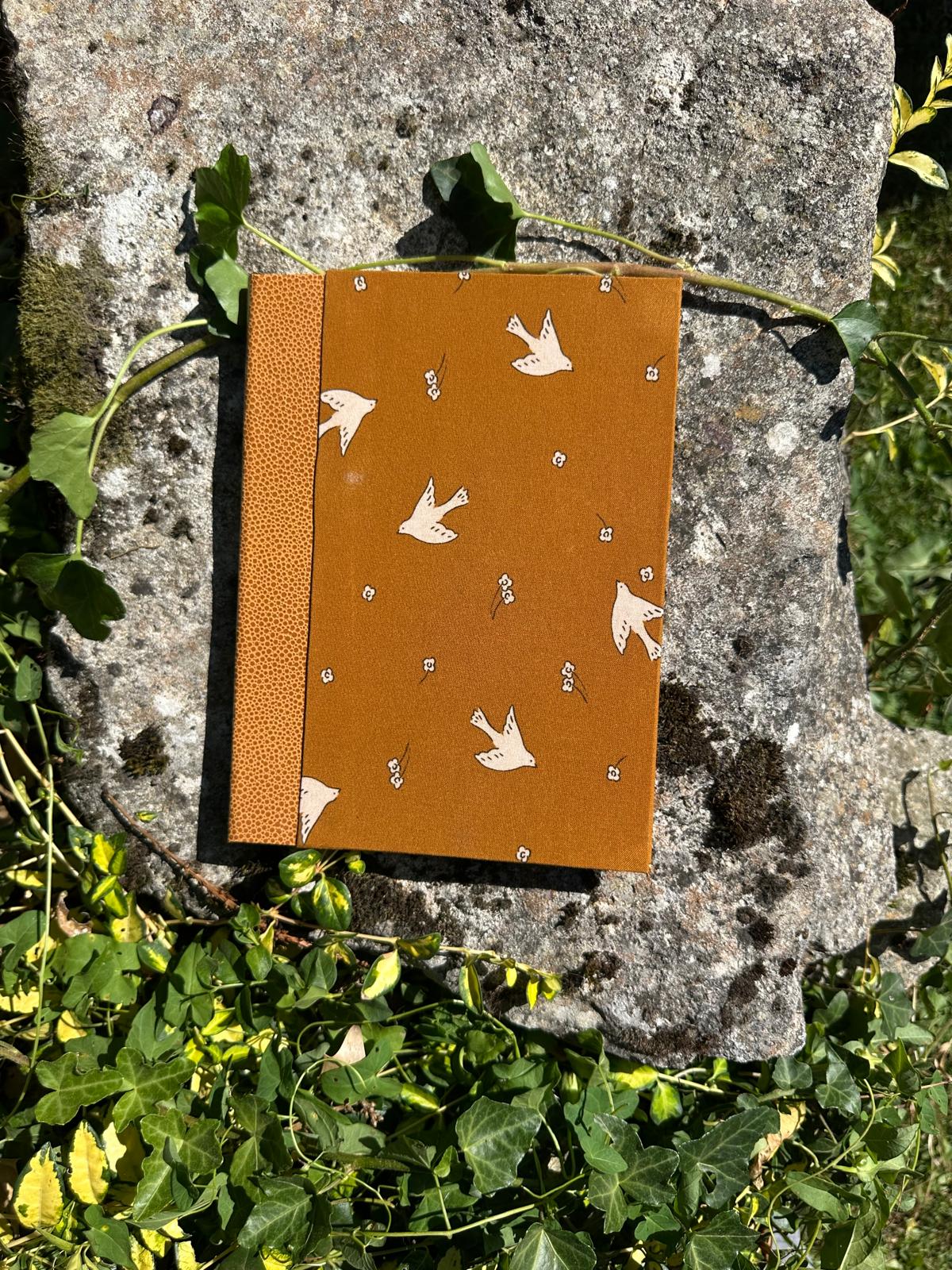 Porte Bloc-Notes tissus coton imprimé oiseaux format A5