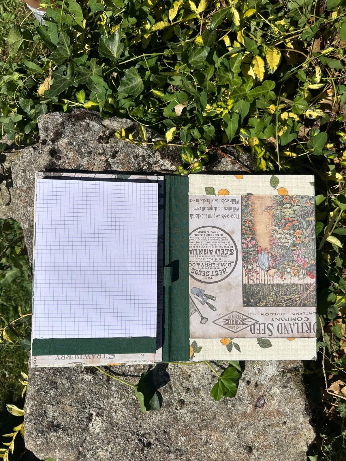 Porte Bloc-Notes tissus gaz de coton imprimé citron format A5