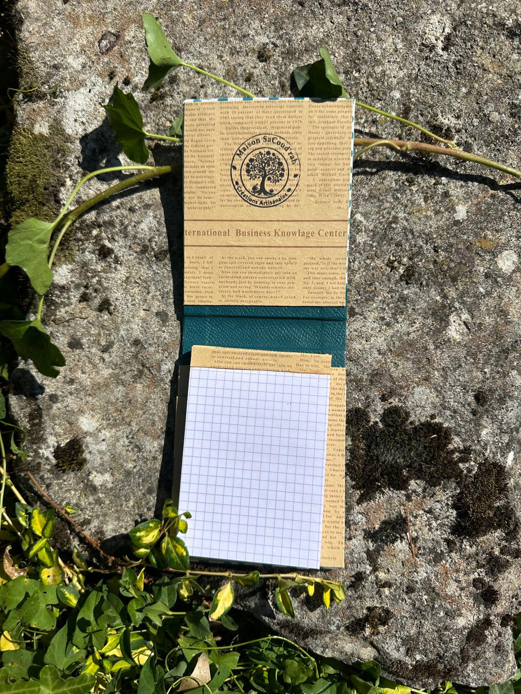 Porte Bloc-Notes tissus coton imprimé petits poids "Good Mood"  format A6
