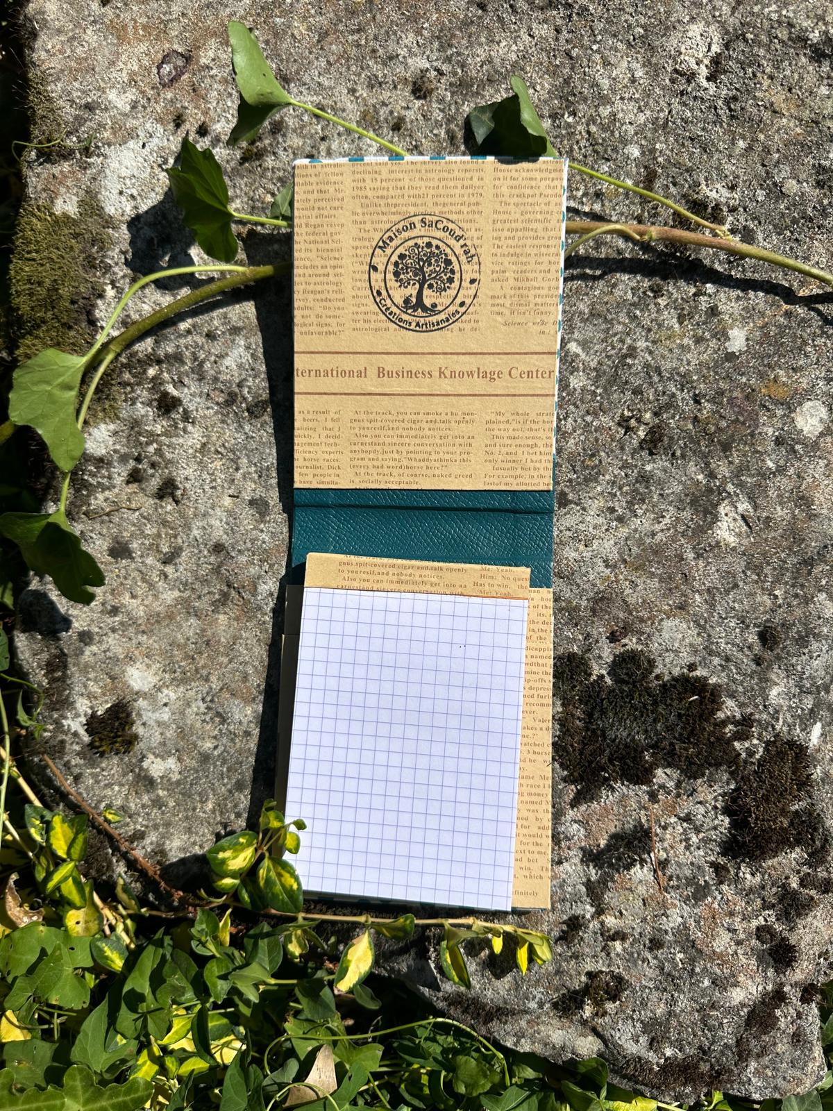 Porte Bloc-Notes tissus coton imprimé petits poids "Good Mood"  format A6