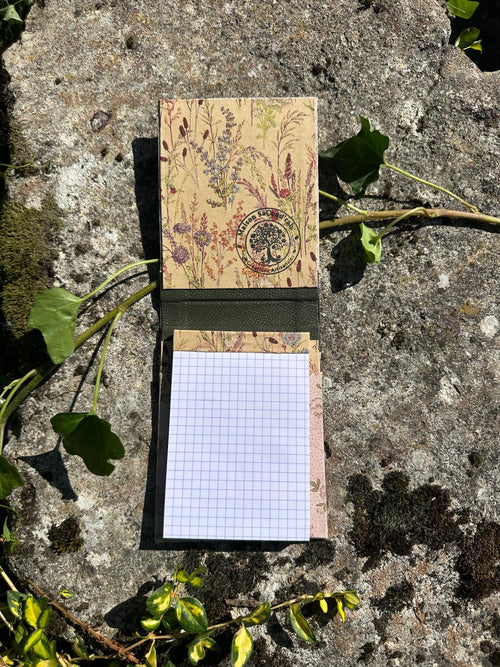 Porte Bloc-Notes tissus coton imprimé floral " Have a good Day"  format A6