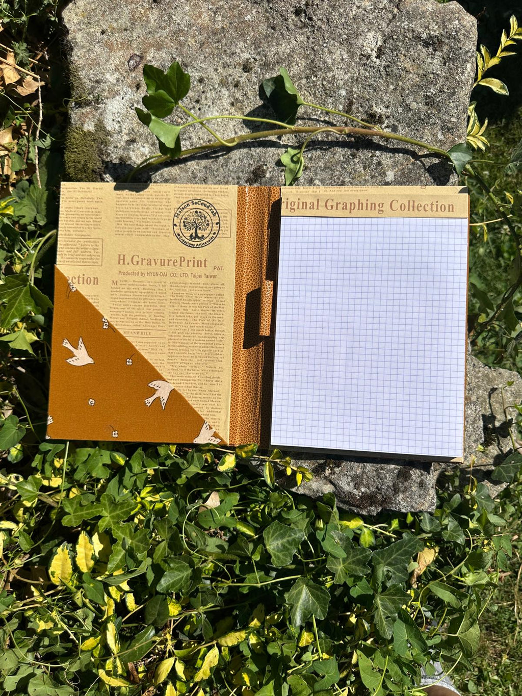 Porte Bloc-Notes tissus coton imprimé oiseaux format A5