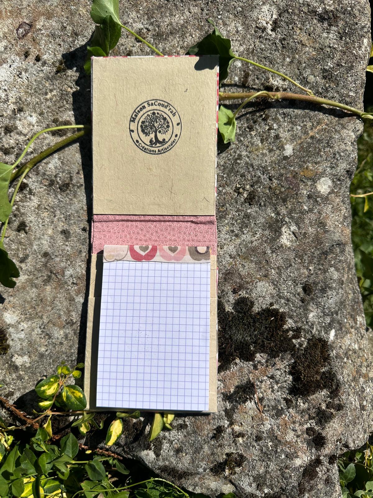 Porte Bloc-Notes tissus coton imprimé pomme format A6
